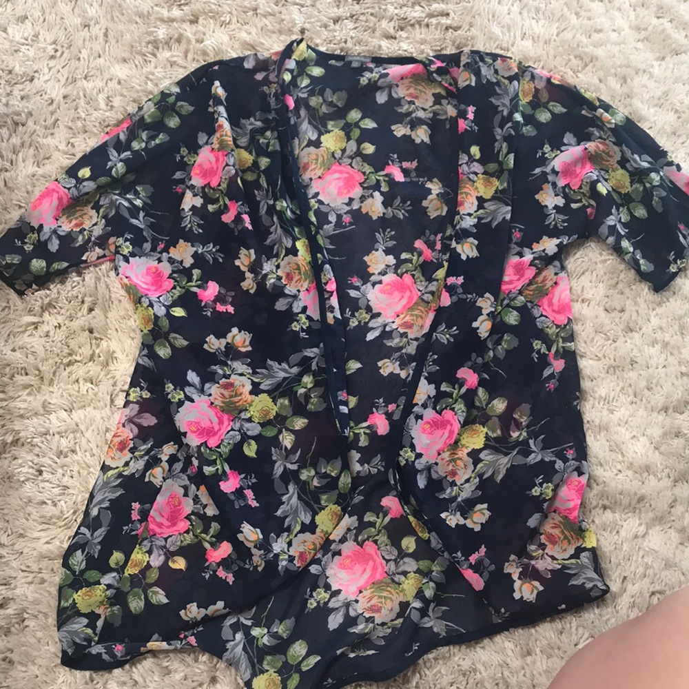 Sheer swimsuit coverup kimono